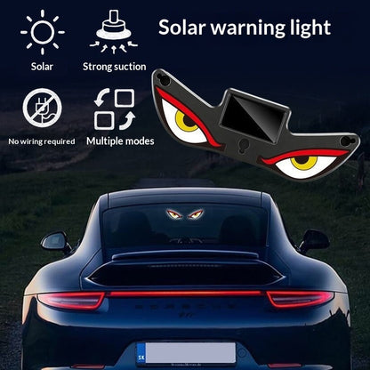 Car Window Evil Eyes Neon Light showcasing solar warning light design on a car, featuring strong suction and multiple modes.