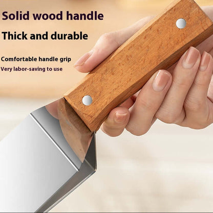 Watermelon Splitter with solid wood handle, thick and durable for comfortable grip and easy use.