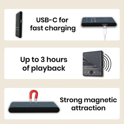 Enjoy up to 3 hours of playback with the SoulSound Quran Magnet speaker, featuring fast USB-C charging and a powerful magnet for easy attachment anywhere.