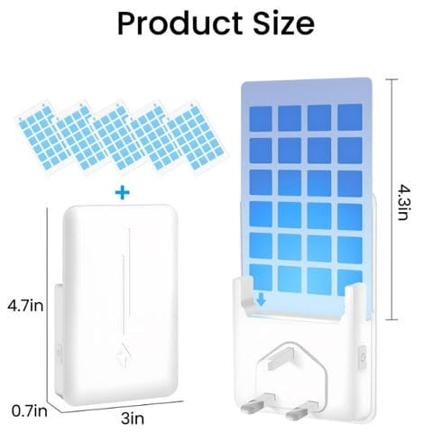 Sticky Card Mosquito Killer – The HALO-TRAP Silent UV Plug-In Catcher product size dimensions and layout.