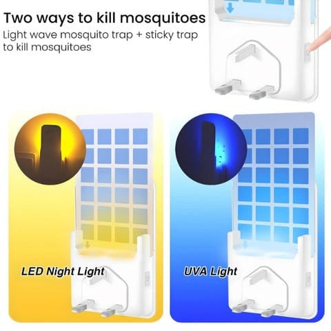 Sticky Card Mosquito Killer – The HALO-TRAP Silent UV Plug-In Catcher features light wave and sticky trap methods.