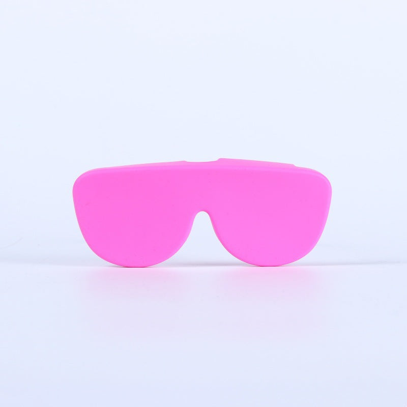 Slim Silicone Glasses Case in vibrant pink color, designed for eyewear protection and outdoor sports.