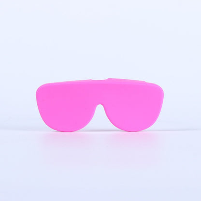 Slim Silicone Glasses Case in vibrant pink color, designed for eyewear protection and outdoor sports.