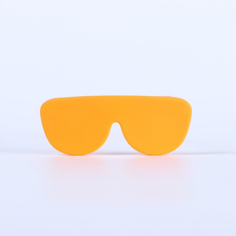 Slim Silicone Glasses Case in vibrant yellow color, showcasing its ultra-thin and anti-bulky design.